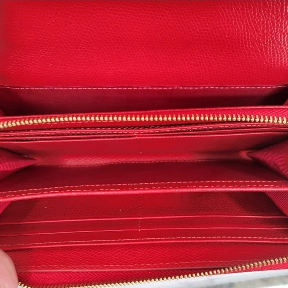 Valentino Red Leather Wallet with Textured Finish